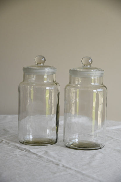 Pair Vintage Glass Storage Jars