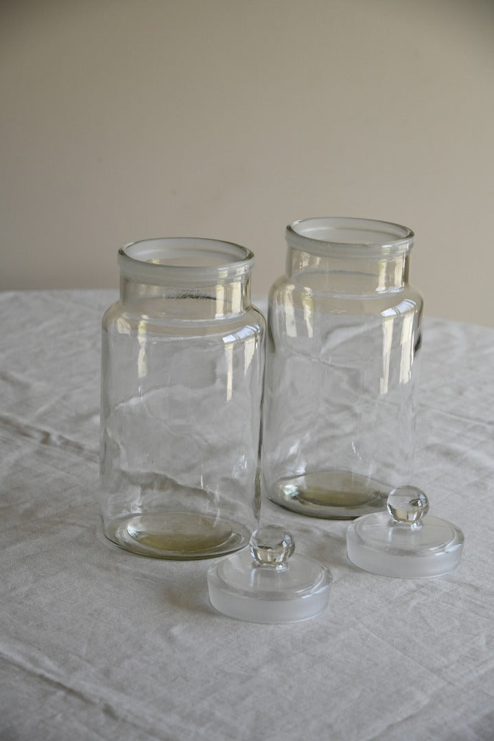 Pair Vintage Glass Storage Jars