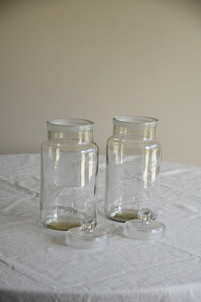 Pair Vintage Glass Storage Jars