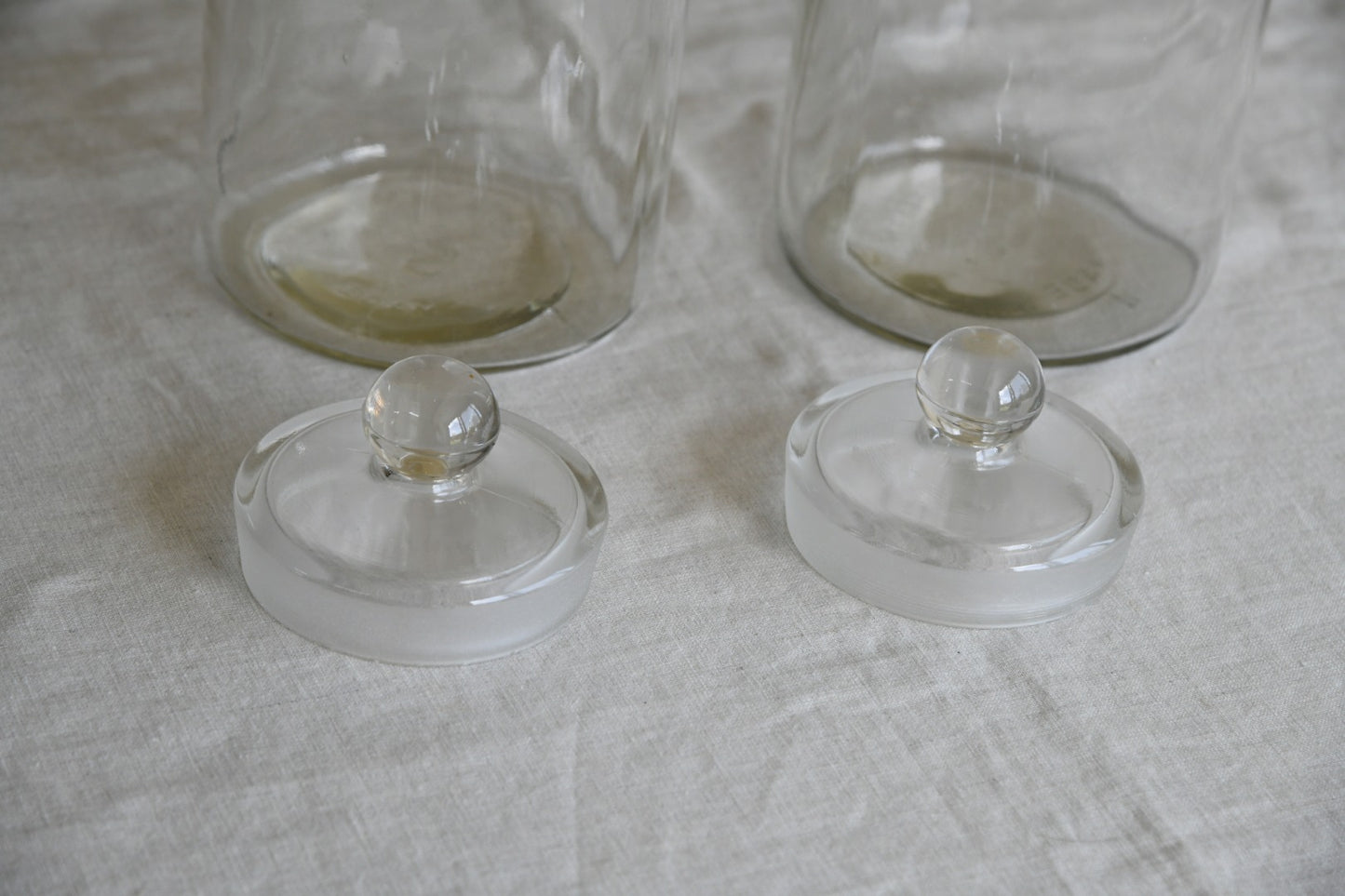 Pair Vintage Glass Storage Jars