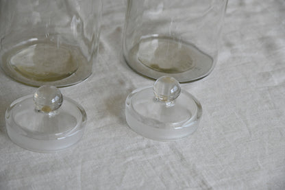 Pair Vintage Glass Storage Jars