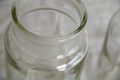 Pair Vintage Glass Storage Jars