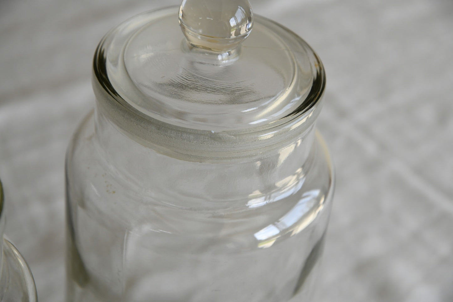 Pair Vintage Glass Storage Jars