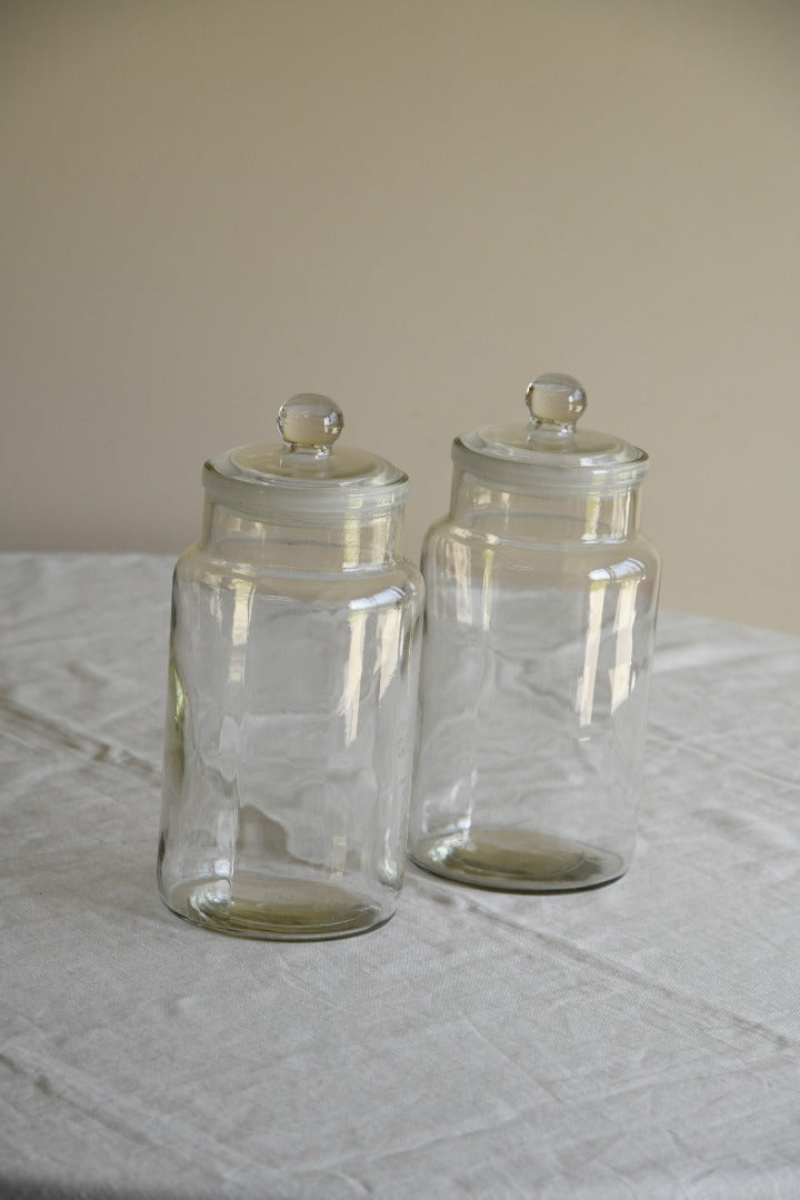 Pair Vintage Glass Storage Jars