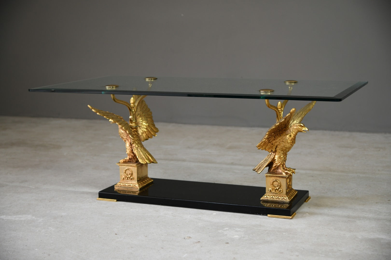 Late 20th Century Gilt Eagle Glass Coffee Table