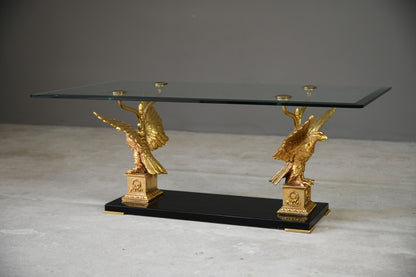 Late 20th Century Gilt Eagle Glass Coffee Table