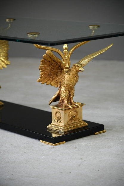 Late 20th Century Gilt Eagle Glass Coffee Table