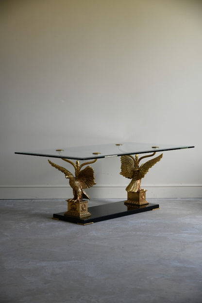 Late 20th Century Gilt Eagle Glass Coffee Table