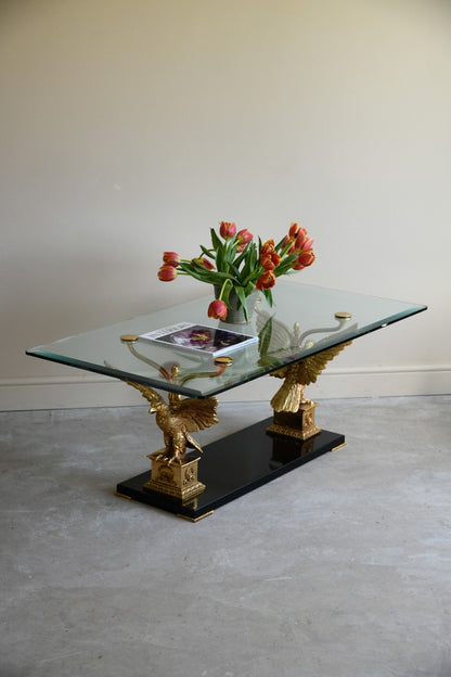 Late 20th Century Gilt Eagle Glass Coffee Table