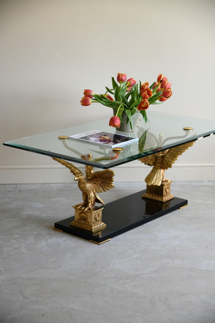 Late 20th Century Gilt Eagle Glass Coffee Table