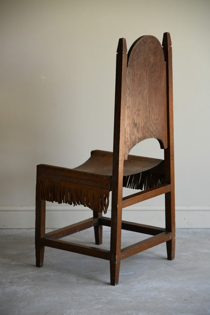 Arts & Crafts Inlaid Oak & Leather Bedroom Chair