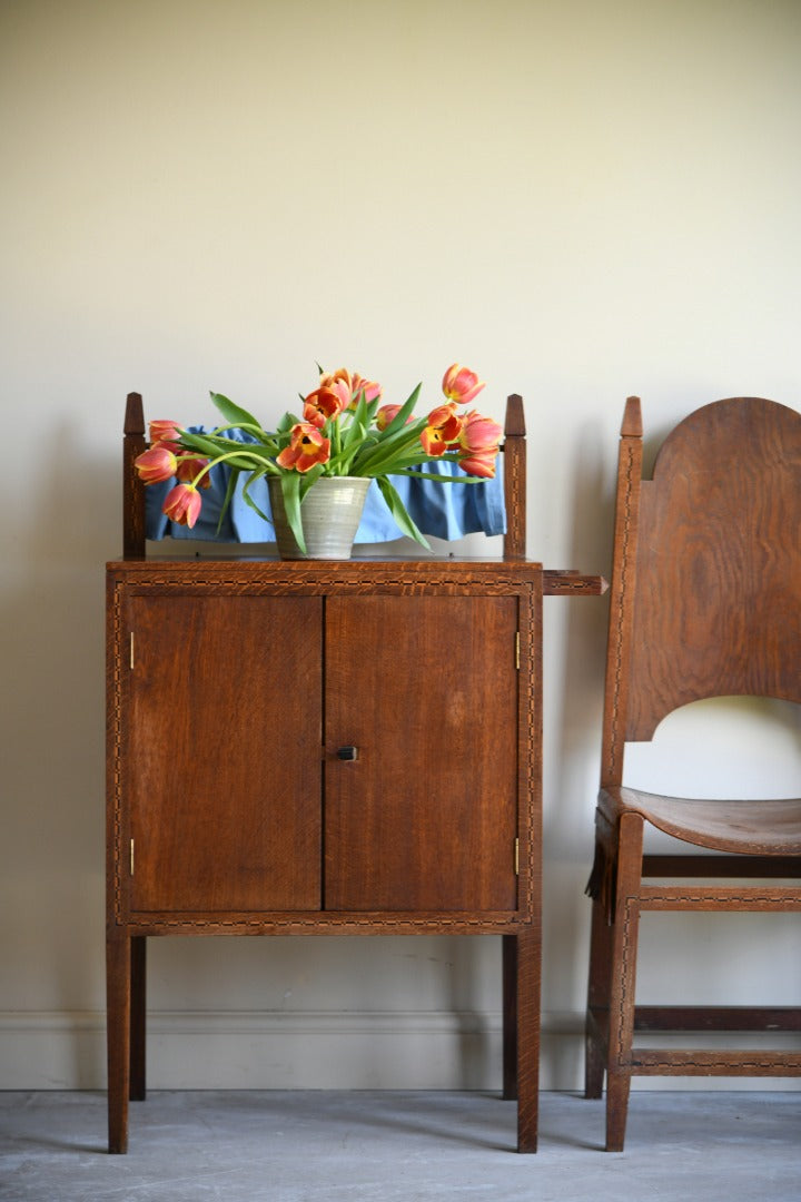 Arts & Crafts Oak Inlaid Washstand