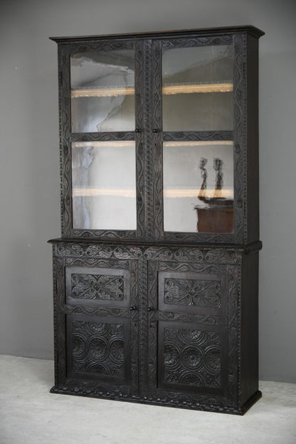 Victorian Carved Oak Glazed Bookcase