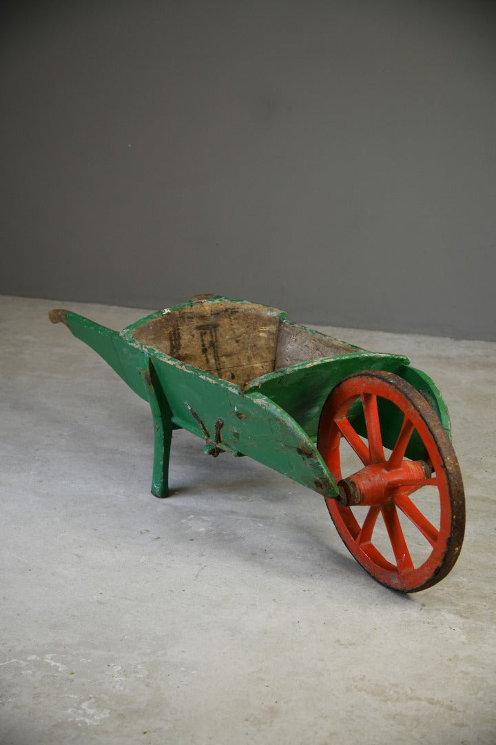 Antique Painted Pine Wooden Wheelbarrow