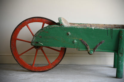 Antique Painted Pine Wooden Wheelbarrow