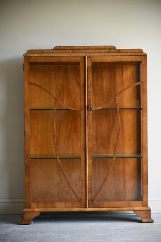 Art Deco Walnut Display Cabinet
