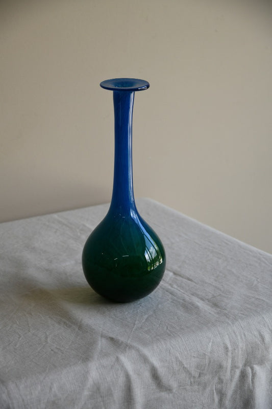John Orwar Lake for Ekenas Green & Blue Glass Vase