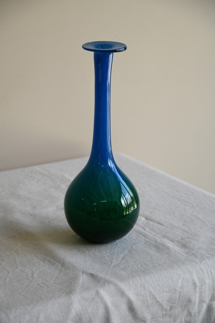 John Orwar Lake for Ekenas Green & Blue Glass Vase