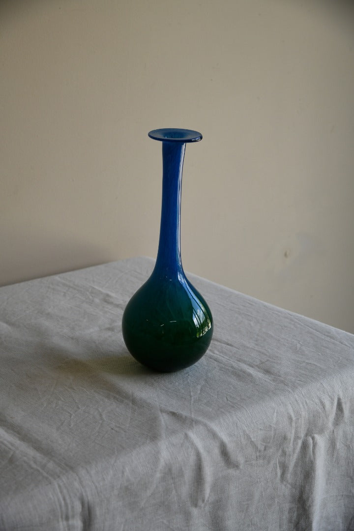 John Orwar Lake for Ekenas Green & Blue Glass Vase