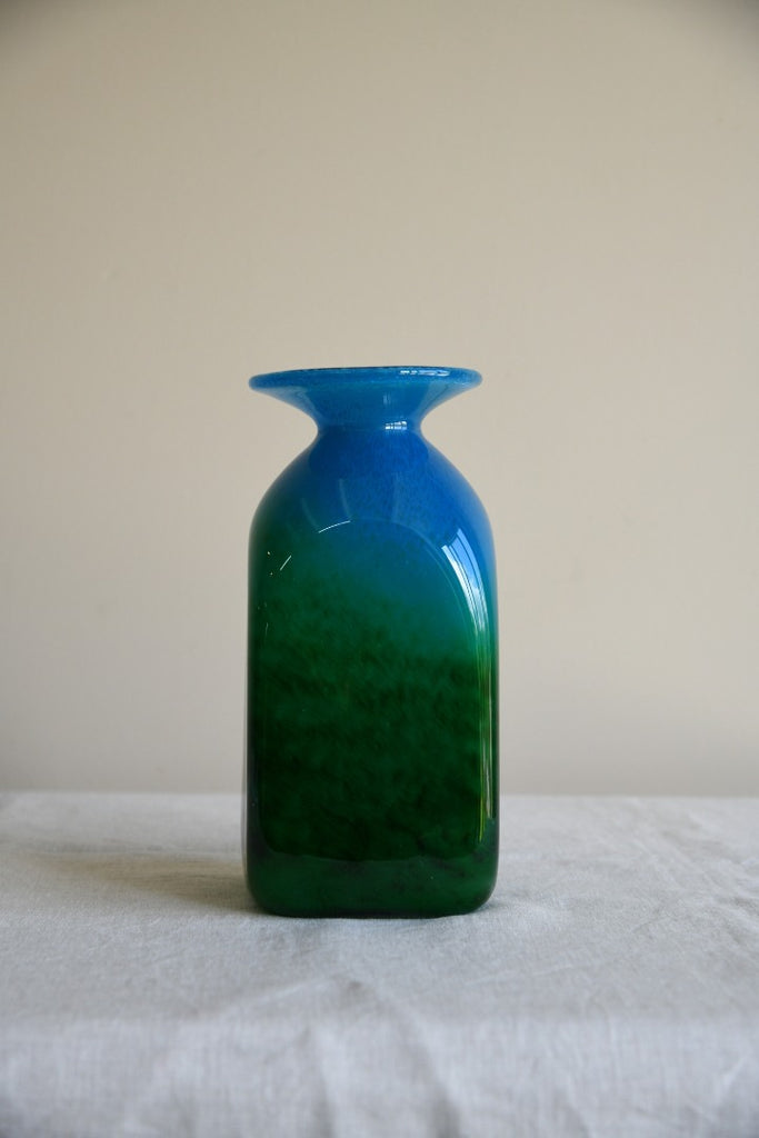 John Orwar Lake Ekenas Sweden Blue & Green Glass Vase