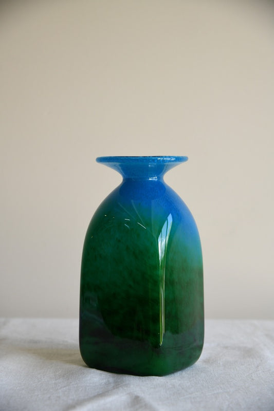 John Orwar Lake Ekenas Sweden Blue & Green Glass Vase