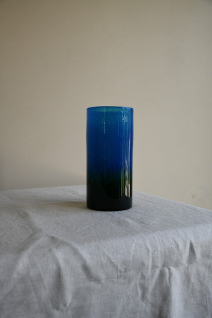 John Orwar Lake Ekenas Sweden Blue & Green Cylinder Glass Vase