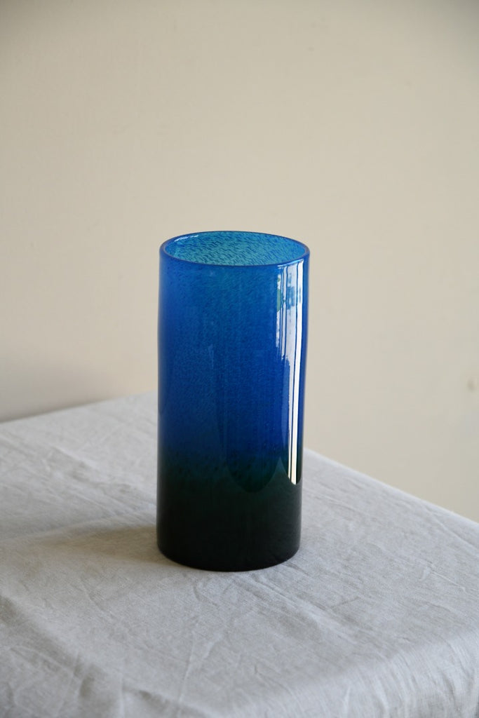 John Orwar Lake Ekenas Sweden Blue & Green Cylinder Glass Vase