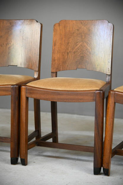 Set 6 Art Deco Walnut Dining Chairs