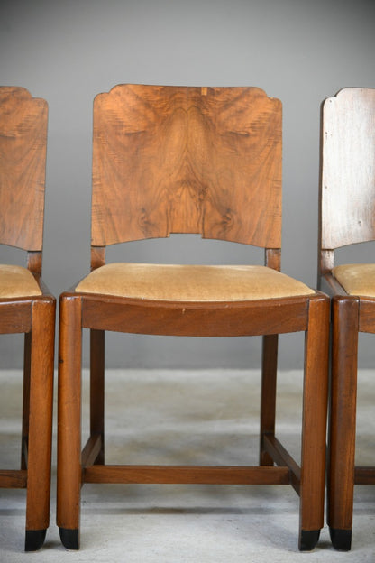 Set 6 Art Deco Walnut Dining Chairs