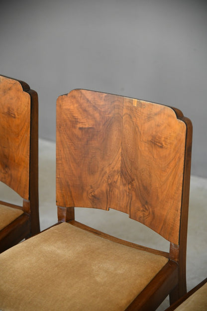 Set 6 Art Deco Walnut Dining Chairs