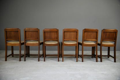 Set 6 Art Deco Walnut Dining Chairs