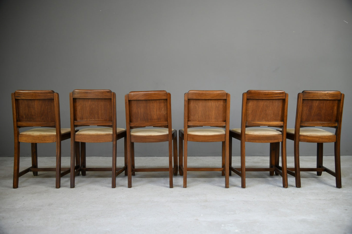 Set 6 Art Deco Walnut Dining Chairs