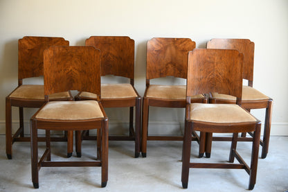 Set 6 Art Deco Walnut Dining Chairs