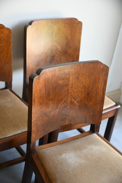 Set 6 Art Deco Walnut Dining Chairs