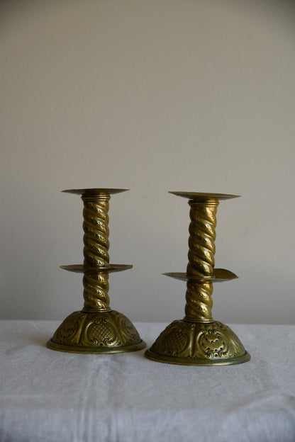 Pair Swedish Brass Candlesticks