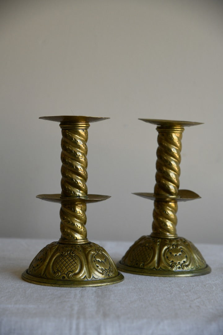 Pair Swedish Brass Candlesticks