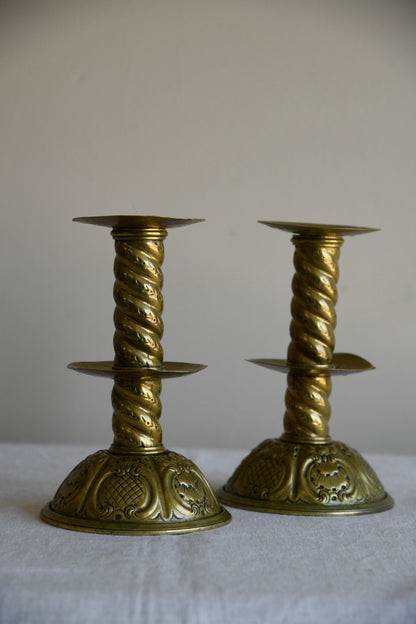 Pair Swedish Brass Candlesticks