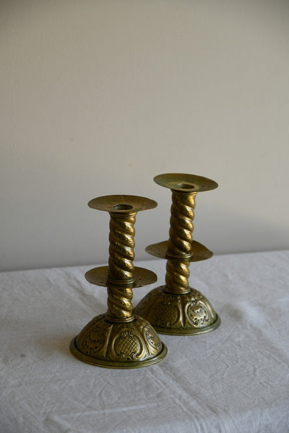 Pair Swedish Brass Candlesticks