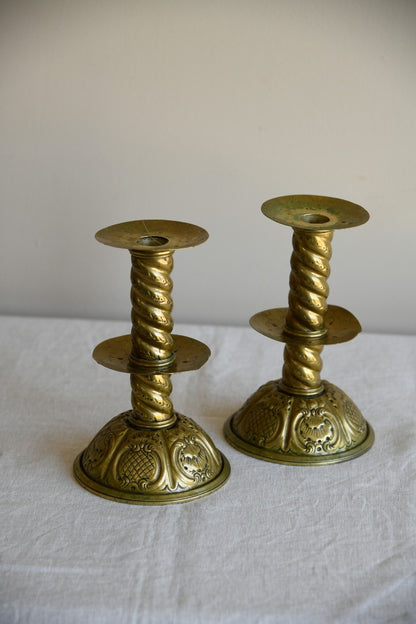 Pair Swedish Brass Candlesticks