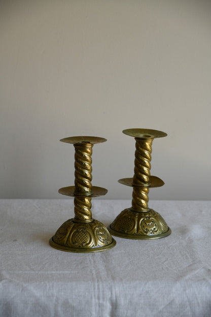 Pair Swedish Brass Candlesticks