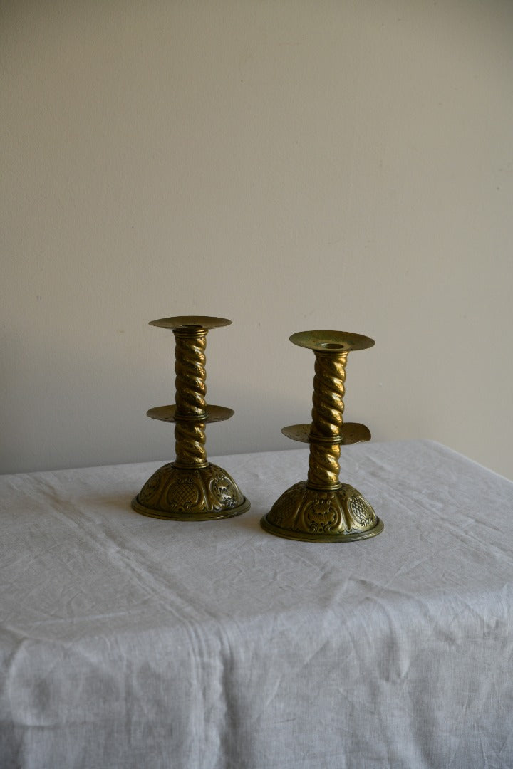 Pair Swedish Brass Candlesticks