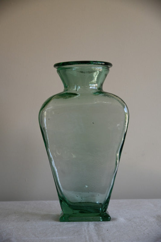 Large Greent Tint Glass Jar Vase