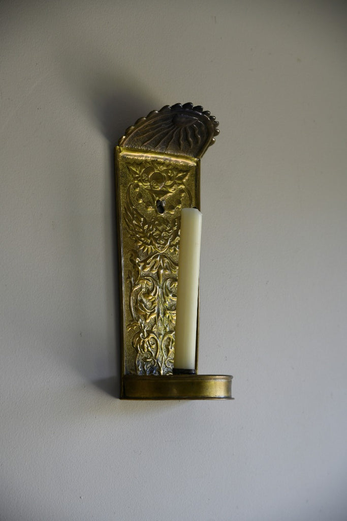 Arts & Crafts Brass Candle Wall Sconce