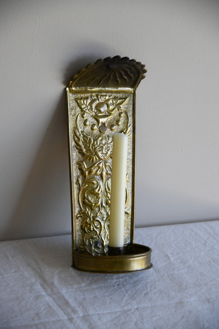 Arts & Crafts Brass Candle Wall Sconce