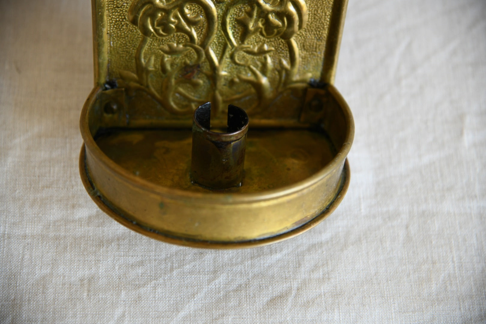 Arts & Crafts Brass Candle Wall Sconce