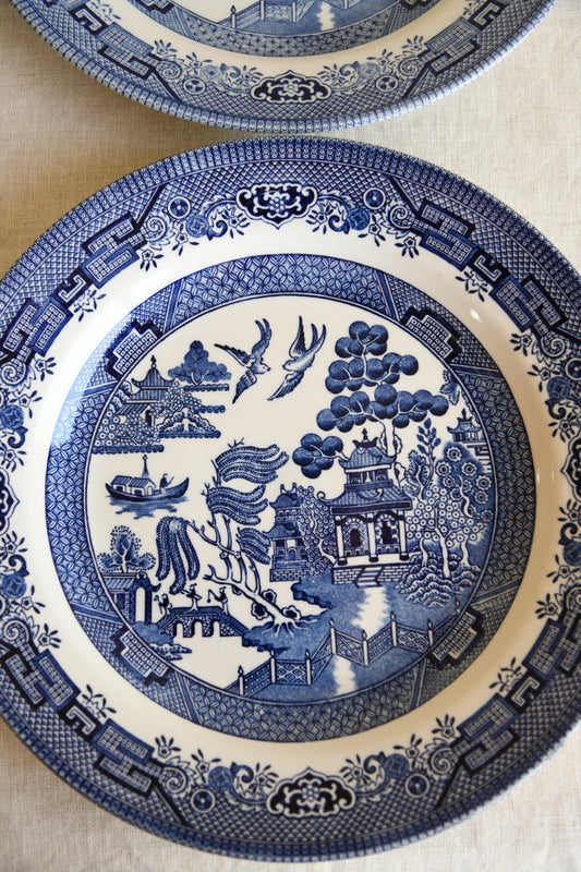 4 Vintage Churchill Willow Dinner Plates