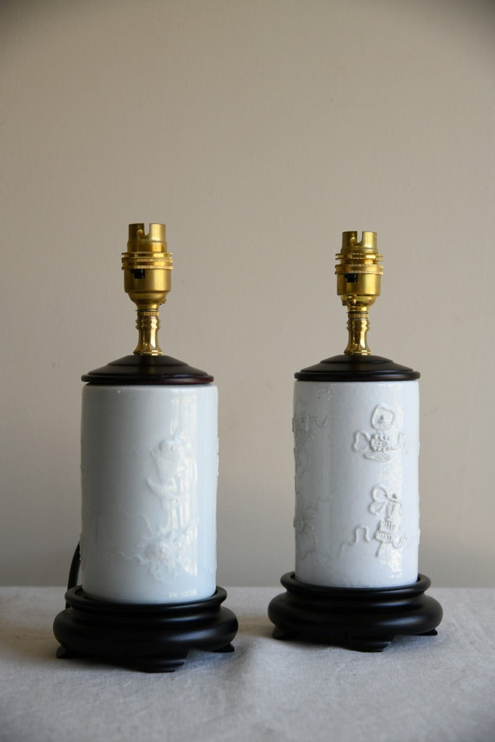 Pair Chinese White Table Lamps