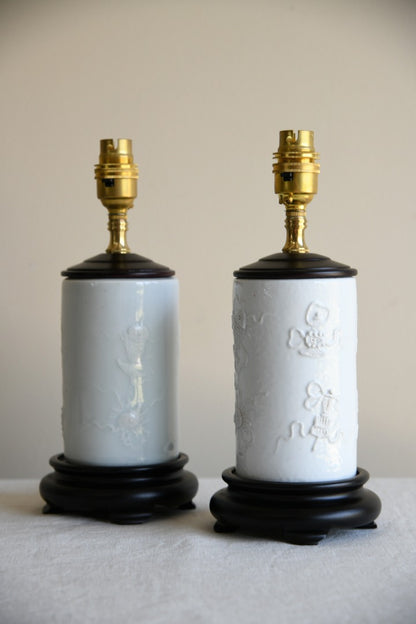 Pair Chinese White Table Lamps