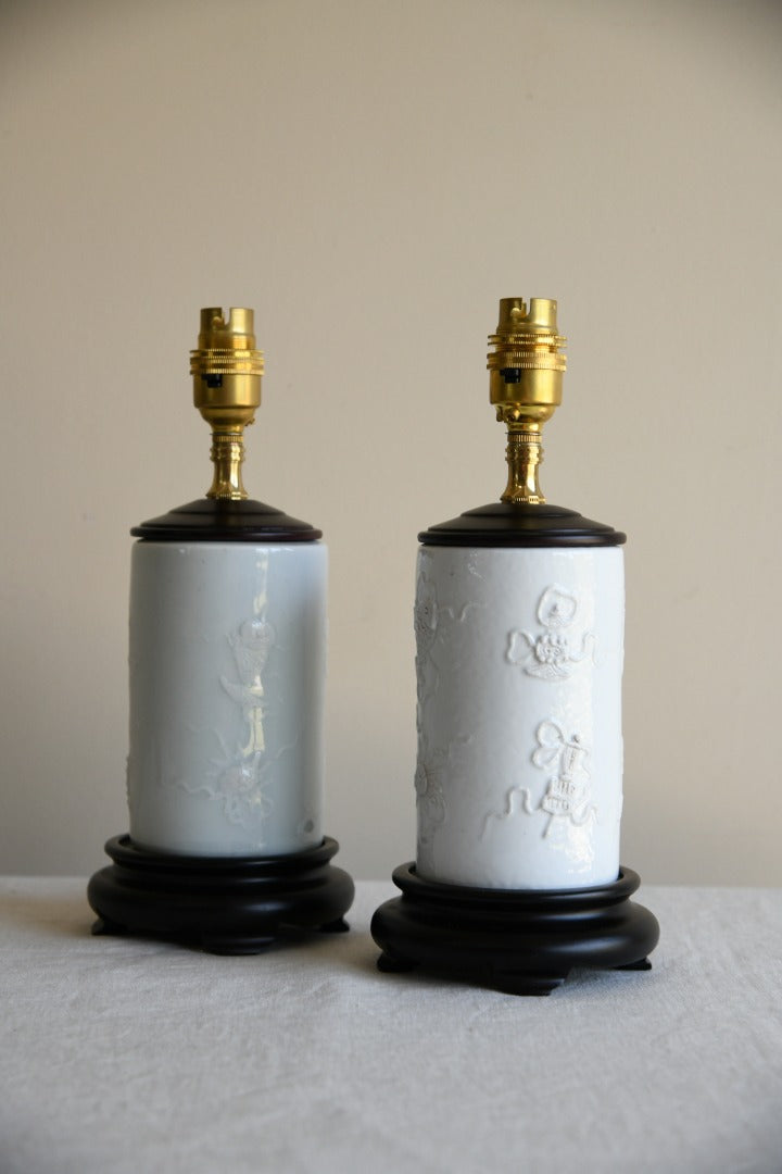 Pair Chinese White Table Lamps