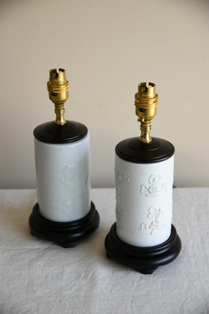 Pair Chinese White Table Lamps